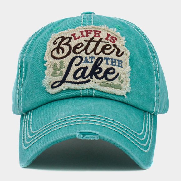 Adjustable Life is Better at the Lake Ball Cap with Embroidered Patch for Ladies - Picture 3 of 3
